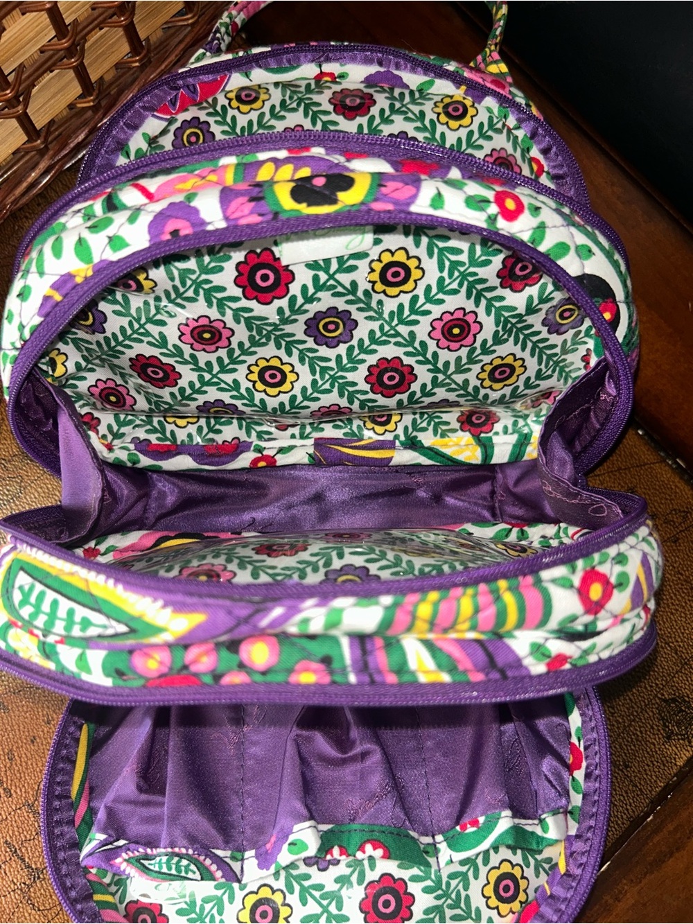 Vera Bradley triple zip cosmetic bag in retired "Viva La Vera" floral print - Picture 11 of 16